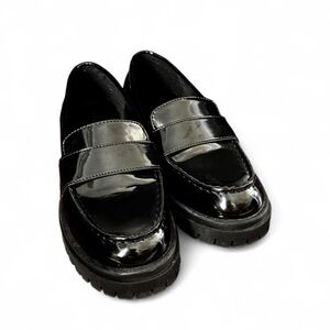 Old Navy Black Patent Leather Chunky Loafers - 8